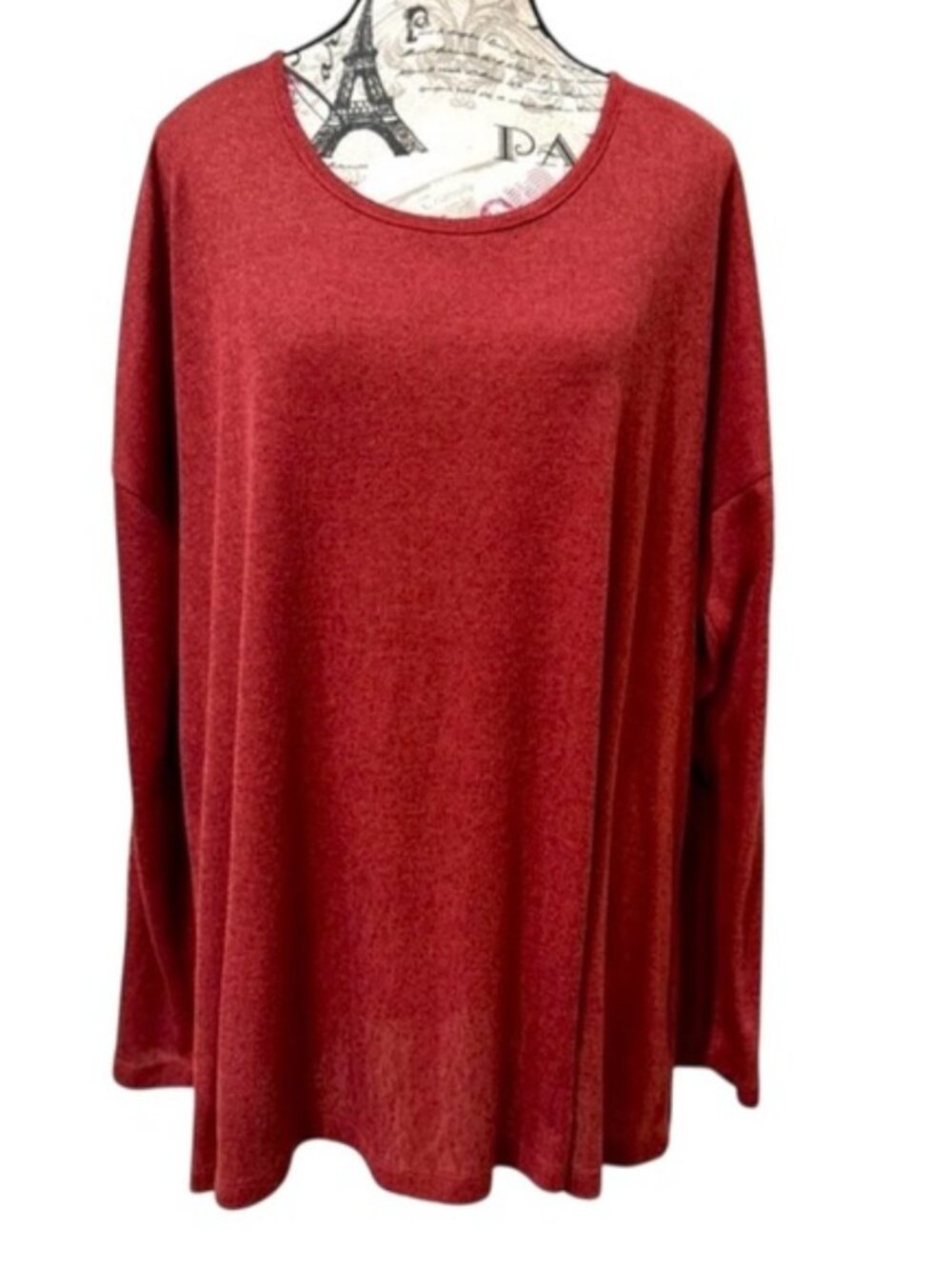 Simply Noelle Red Long Sleeve Laced Relaxed Versatile Minimalist Tunic size L/XL